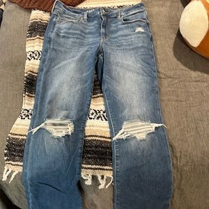 Women’s American Eagle Skinny Kick Bootcut Jeans - 12 Reg - Light Wash - Destroy